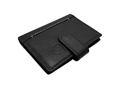 J. Wilson London Designer Soft Genuine Leather Credit Card Holder Wallet with Plastic Sleeves RFID Safe Contactless Blocking ID Protection 16 Clear Plastic Pockets - 4 Further Card