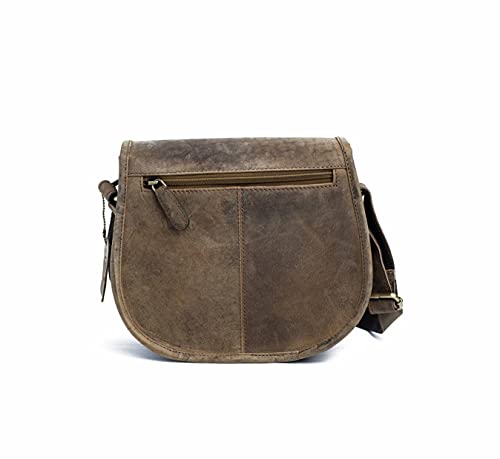 J. Wilson London - Designer Genuine Real Distressed Retro Vintage Hunter Leather Handmade Women Ladies Unisex Flapover Gypsy Festival Travel Crossover Shoulder Bag