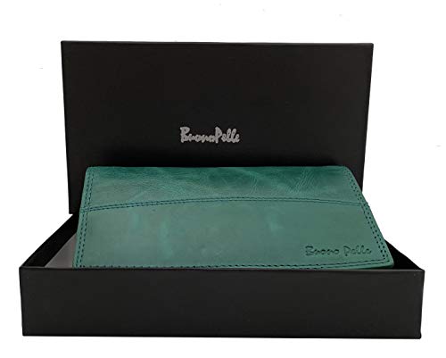 Buono Pelle Ladies Designer Luxury Quality Soft Nappa Leather Purse Card Women Clutch Wallet with Zip Pocket Gift Boxed