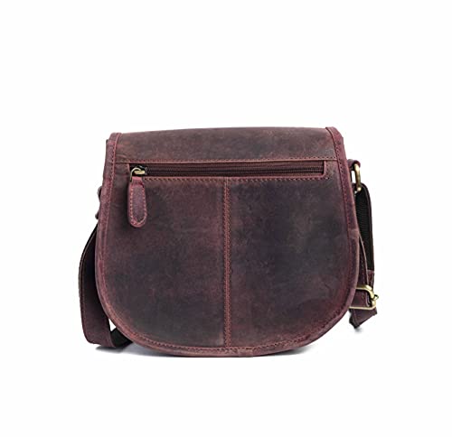 J. Wilson London - Designer Genuine Real Distressed Retro Vintage Hunter Leather Handmade Women Ladies Unisex Flapover Gypsy Festival Travel Crossover Shoulder Bag