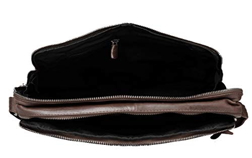 100% Pure Genuine Real Vintage Vegetable Tanned Leather Handmade Mens Womens Leather Flapover Everyday Cross Body Shoulder Work iPad Messenger Bag