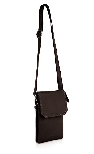 Genuine Leather Phone Bag, Real Leather Phone Purse, Small Mobile Phone Ladies Cross Body Shoulder Bag Wallet for Women with Adjustable Detachable Strap