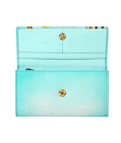 Designer Hand Painted Genuine Real Nappa Leather Handmade Women Ladies Purse Card Women Wallet Zip Pocket