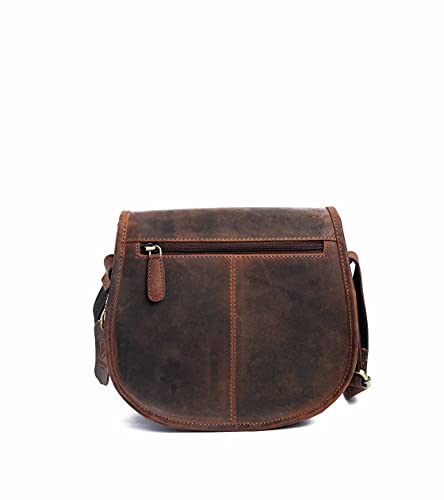 J. Wilson London - Designer Genuine Real Distressed Retro Vintage Hunter Leather Handmade Women Ladies Unisex Flapover Gypsy Festival Travel Crossover Shoulder Bag