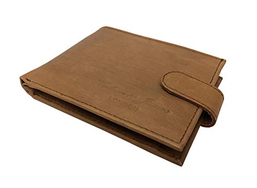 Designer Hudson & James London Real Leather Mens Wallet Credit Carder Holder Bifold Purse with Gift Box