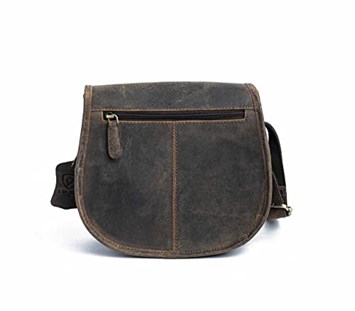 J. Wilson London - Designer Genuine Real Distressed Retro Vintage Hunter Leather Handmade Women Ladies Unisex Flapover Gypsy Festival Travel Crossover Shoulder Bag