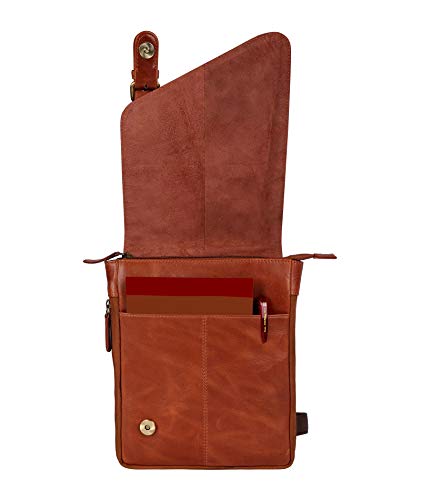 100% Pure Genuine Real Vintage Hunter Leather Handmade Mens Leather Flapover Everyday Crossover Shoulder Work IPAD Kindle Messenger Bag