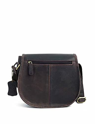 J. Wilson London - Designer Genuine Real Distressed Retro Vintage Hunter Leather Handmade Women Ladies Unisex Flapover Gypsy Festival Travel Crossover Shoulder Bag