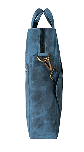 J WILSON London - Designer Genuine Real Distressed Leather 15" Laptop Handmade Unisex Crossover Flapover Everyday Crossover Work iPad Shoulder Messenger Briefcase Bag