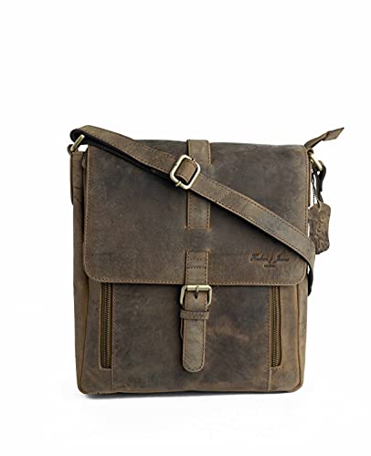 Hudson & James - Leather Designer Genuine Real Napa Handmade Unisex Cross Body Everyday Crossover Work iPad Shoulder Messenger Bag