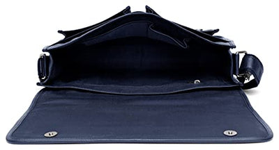 J. Wilson London - 13.5" Laptop Designer Genuine Real Nappa Handmade Unisex Crossover Flapover Everyday Crossover Work iPad Shoulder Messenger Bag