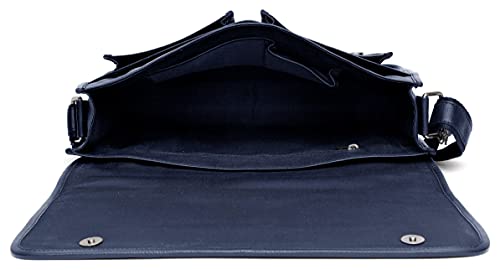 J. Wilson London - 13.5" Laptop Designer Genuine Real Nappa Handmade Unisex Crossover Flapover Everyday Crossover Work iPad Shoulder Messenger Bag