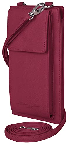 Genuine Leather Phone Bag, Real Leather Phone Purse, Small Mobile Phone Ladies Cross Body Shoulder Bag Wallet for Women with Adjustable Detachable Strap