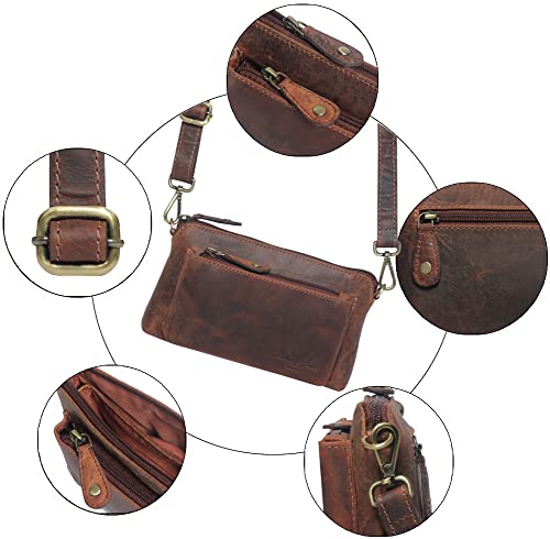 Designer Hudson & James Genuine Real Distressed Retro Small Vintage Hunter Leather Handmade Women Ladies Unisex Travel Satchel Everyday Crossover Shoulder Bag