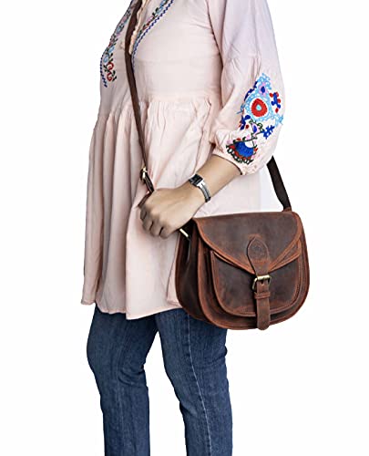 J. Wilson London - Designer Genuine Real Distressed Retro Vintage Hunter Leather Handmade Women Ladies Unisex Flapover Gypsy Festival Travel Crossover Shoulder Bag