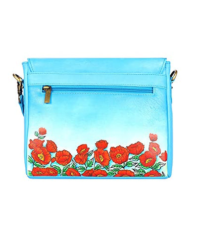 Designer Hand Painted Genuine Real Nappa Leather Handmade Women Ladies Travel Satchel Everyday Crossover Cross body Work Shoulder Handbag Bag