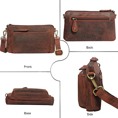 Designer Hudson & James Genuine Real Distressed Retro Small Vintage Hunter Leather Handmade Women Ladies Unisex Travel Satchel Everyday Crossover Shoulder Bag