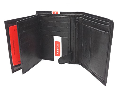 Mens HIGH Luxury Soft Leather TRI FOLD Design Wallet Credit Card Slots, ID Window and Coin Pocket