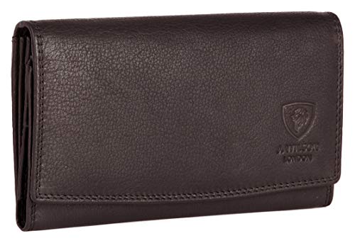 J. Wilson London Ladies Luxury Designer Wallet with Multiple Compartments, Soft Nappa Leather, RFID Protection, Zip Pocket, for Women