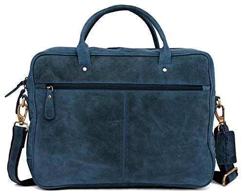 Hudson & James - Leather 13" Laptop Designer Genuine Real Napa Handmade Unisex Cross Body Everyday Crossover Work iPad Shoulder Messenger Bag