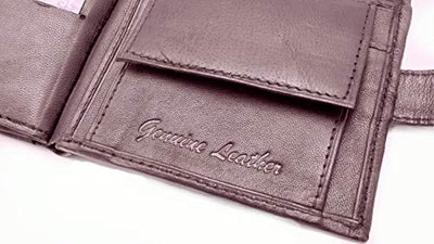 ODS:UK Mens RFID Blocking Safe Soft Leather Tri Fold Wallet Card Slots Id Window and Coin Pocket