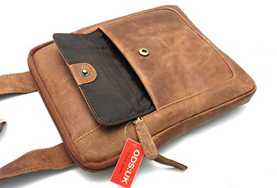 ODS:UK® MENS WOMENS DISTRESSED HUNTER BROWN HIDE LEATHER CROSS BODY/SHOULDER/TRAVEL MESSENGER BAG FOR KINDLE IPAD TABLET