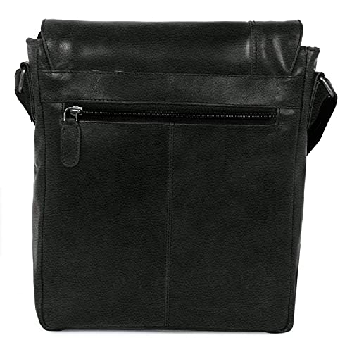 J. Wilson London 100% Pure Genuine Real Blue Textured Cow Leather Handmade Mens Leather Flapover Everyday Crossover Shoulder Work iPad Messenger Bag (Brown)