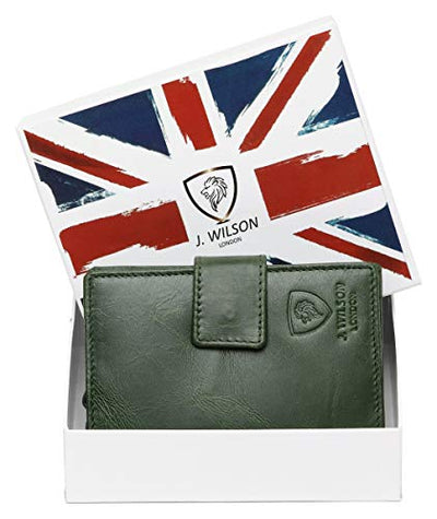 J. Wilson London Ladies RFID Safe Designer Leather Purse Card Women Wallet Zip Pocket Boxed