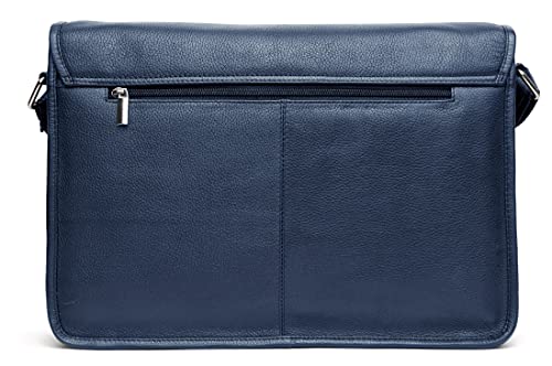 J. Wilson London - 13.5" Laptop Designer Genuine Real Nappa Handmade Unisex Crossover Flapover Everyday Crossover Work iPad Shoulder Messenger Bag