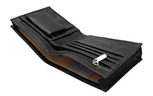 Designer "J Wilson" 5219 Genuine Mens Real Quality Leather Wallet Black Note Coin Purse Box