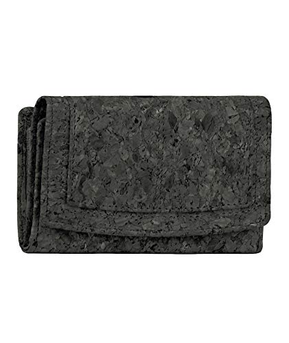 Ladies Designer Hudson & James Cork Vegan RFID Blocking Shield Compact Card Holder Wallet Purse Multi Card Women Clutch Wallet with Zip Pocket