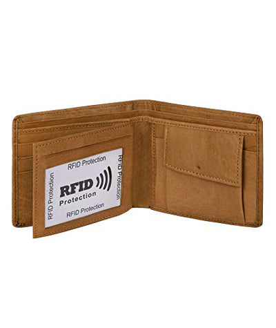 Designer Hudson & James London Real Leather Mens Wallet Credit Carder Holder Bifold Purse with Gift Box