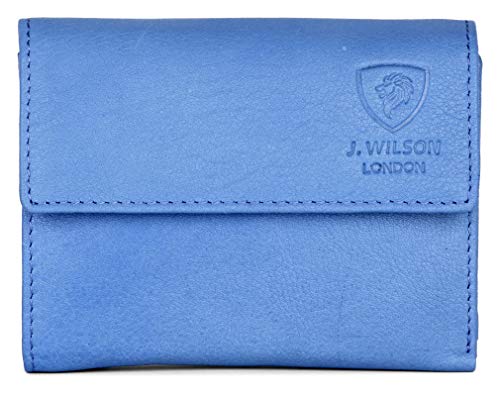 J. Wilson London Ladies RFID Safe Designer Leather Purse Card Women Wallet Zip Pocket Boxed