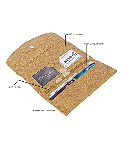 Ladies Cork Vegan RFID Blocking Card Holder Wallet Purse Card Women Wallet