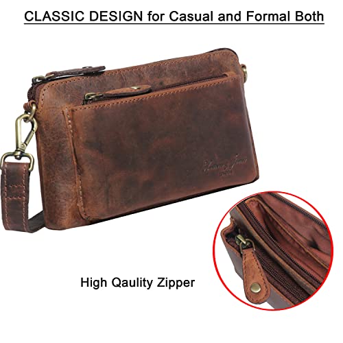 Designer Hudson & James Genuine Real Distressed Retro Small Vintage Hunter Leather Handmade Women Ladies Unisex Travel Satchel Everyday Crossover Shoulder Bag