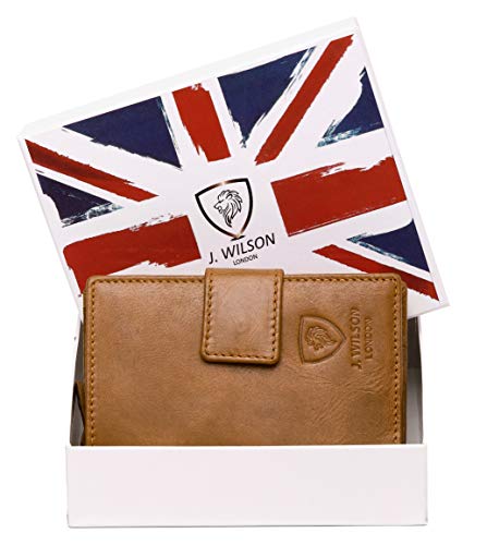 J. Wilson London Ladies RFID Safe Designer Leather Purse Card Women Wallet Zip Pocket Boxed