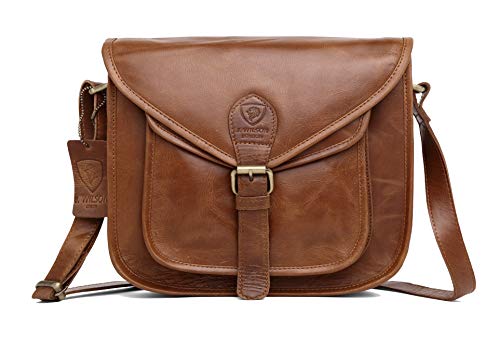 J. Wilson London Messenger Bag Women Leather Flapover 5 Litres