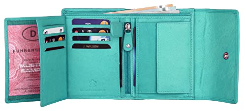 J. Wilson London Ladies RFID Safe Designer Leather Purse Card Women Wallet Zip Pocket Boxed