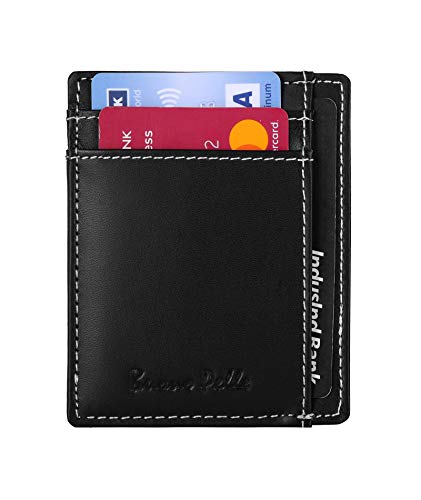 RFID Blocking Slim Front Pocket Designer Leather Wallet for Men Mini Credit Card Holder Case