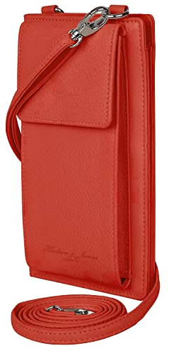 Genuine Leather Phone Bag, Real Leather Phone Purse, Small Mobile Phone Ladies Cross Body Shoulder Bag Wallet for Women with Adjustable Detachable Strap