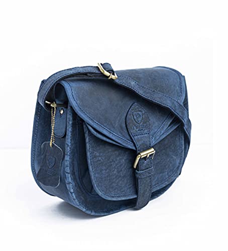 J. Wilson London - Designer Genuine Real Distressed Retro Vintage Hunter Leather Handmade Women Ladies Unisex Flapover Gypsy Festival Travel Crossover Shoulder Bag