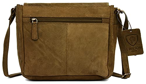 J. Wilson London - Designer Genuine Real Distressed Retro Vintage Hunter Leather Handmade Women Ladies Unisex Flapover Travel Satchel Everyday Crossover Shoulder Bag