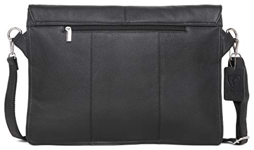 J WILSON London - Designer Genuine Real VT Veg Tanned Crunch Leather 15" Laptop Handmade Unisex Crossover Sleeve Work iPad Shoulder Messenger Bag