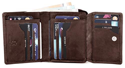 J. Wilson London Ladies RFID Safe Designer Leather Purse Card Women Wallet Zip Pocket Boxed