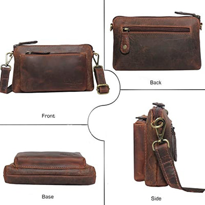 Designer Hudson & James Genuine Real Distressed Retro Small Vintage Hunter Leather Handmade Women Ladies Unisex Travel Satchel Everyday Crossover Shoulder Bag