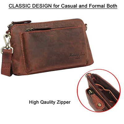 Designer Hudson & James Genuine Real Distressed Retro Small Vintage Hunter Leather Handmade Women Ladies Unisex Travel Satchel Everyday Crossover Shoulder Bag