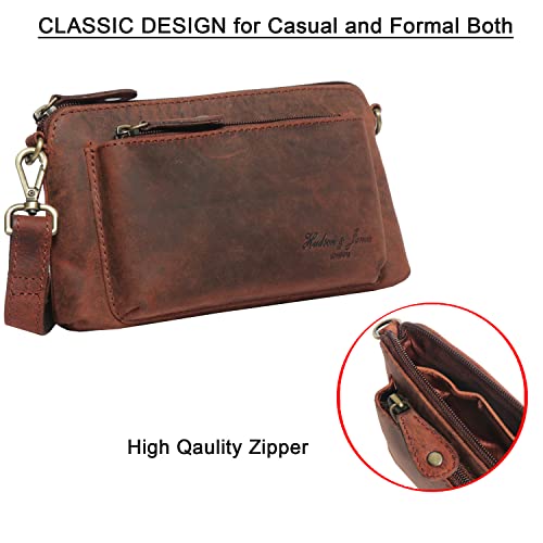 Designer Hudson & James Genuine Real Distressed Retro Small Vintage Hunter Leather Handmade Women Ladies Unisex Travel Satchel Everyday Crossover Shoulder Bag