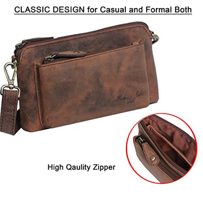 Designer Hudson & James Genuine Real Distressed Retro Small Vintage Hunter Leather Handmade Women Ladies Unisex Travel Satchel Everyday Crossover Shoulder Bag