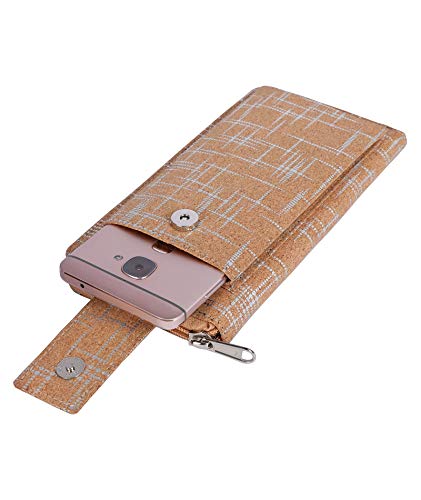 Ladies Designer Hudson & James Cork Vegan RFID Blocking Shield Compact Card Holder Wallet Purse Multi Card Women Clutch Wallet with Phone Pocket