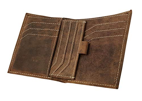 J. Wilson London Designer Mens DISTRSSED Real Hunter Leather Wallet Credit Card Holder Purse